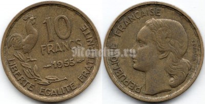 монета Франция 10 франков 1955 год