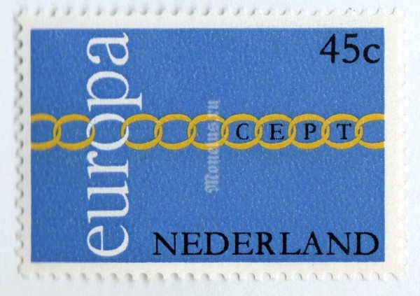 марка Нидерланды 45 центов "C.E.P.T.- Chains" 1971 год