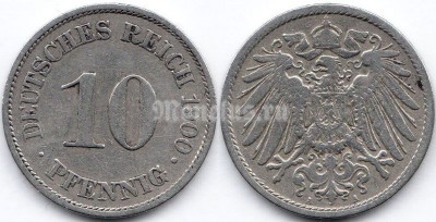 монета Германия 10 пфеннигов 1900 год А