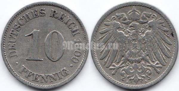 монета Германия 10 пфеннигов 1900 год А