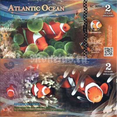 Бона Атлантический океан 2 доллара 2016 год Рыба-клоун