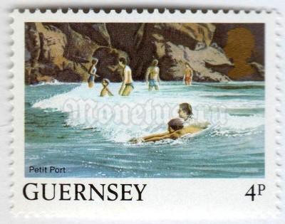 марка Гернси 4 пенни "Petit Port" 1984 год