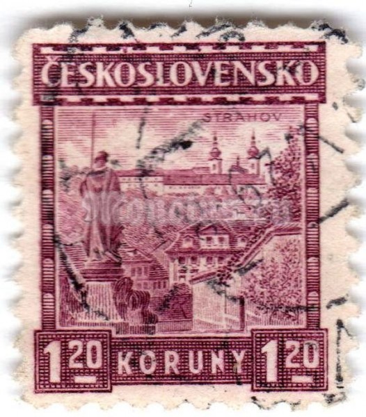 марка Чехословакия 1,20 кроны "Prague, Strahov monastery" 1927 год Гашение