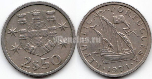 монета Португалия 2.5 эскудо 1971 год