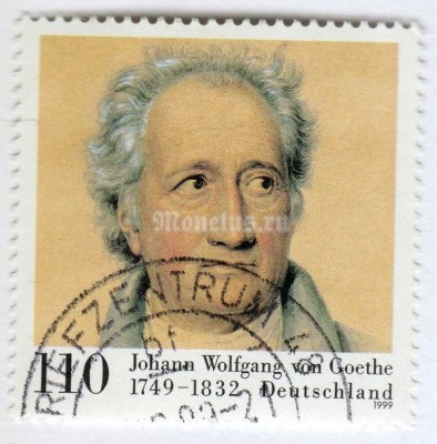 марка ФРГ 110 пфенниг "Goethe, Johann Wolfgang" 1999 год Гашение