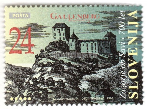 марка Словения 24 толара "Gallenberg castle" 1996 год