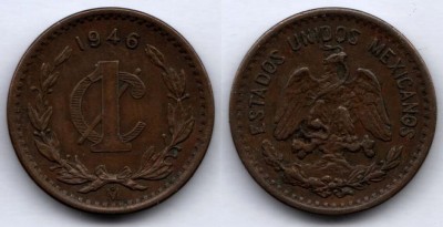 монета Мексика 1 сентаво 1946 год