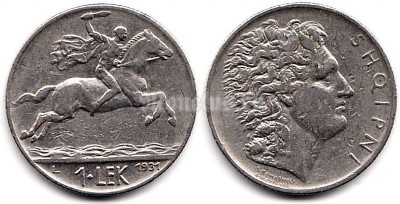 монета Албания 1 лек 1931 год