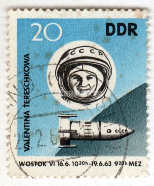 марка ГДР 20 пфенниг "Tereschkowa" 1963 год Гашение