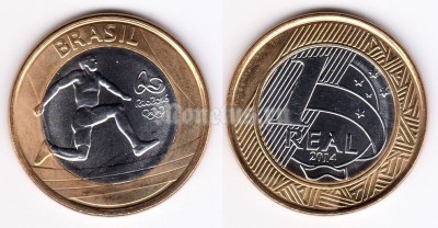 монета Бразилия 1 реал 2014 год XXXI Летние Олимпийские игры 2016 — бег