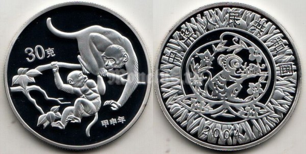 Китай монетовидный жетон 2004 год обезьяны PROOF