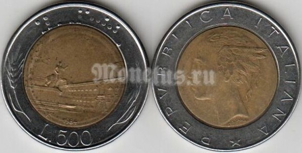монета Италия  500 лир 1984 год