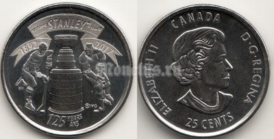монета Канада 25 центов 2017 год 125 лет Кубку Стенли