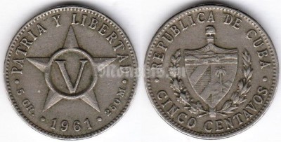 монета Куба 5 сентаво 1961 год