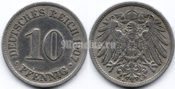 монета Германия 10 пфеннигов 1907 год А