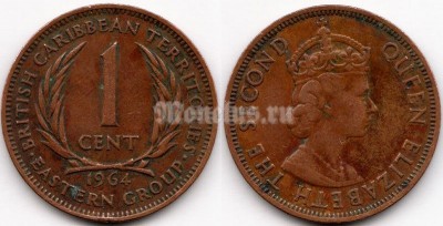 монета Восточные Карибы 1 цент 1964 год