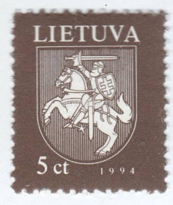 марка Литва 5 центес "Coat of Arms" 1994 год