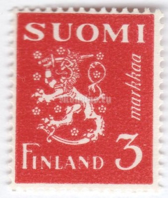 марка Финляндия 3 марки "Coat of Arms*" 1945 год