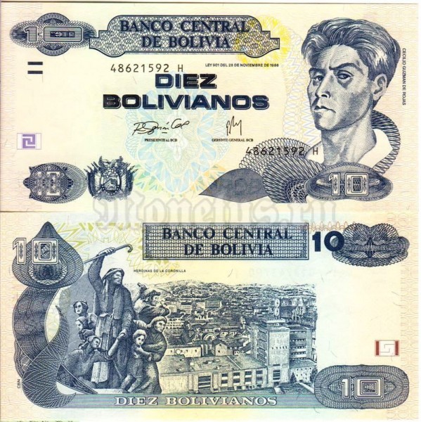 бона Боливия 10 боливиано 1986 (2005) год
