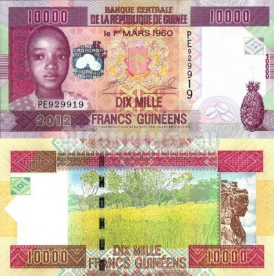 бона Гвинея 10 000 франков 2012 год