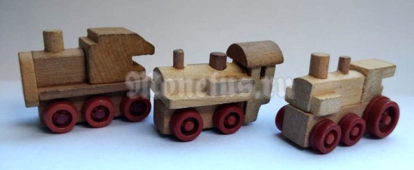 Киндер Сюрприз, Kinder, серия 3 фигурки Деревянные локомотивы 2, паровозы, 1996 год