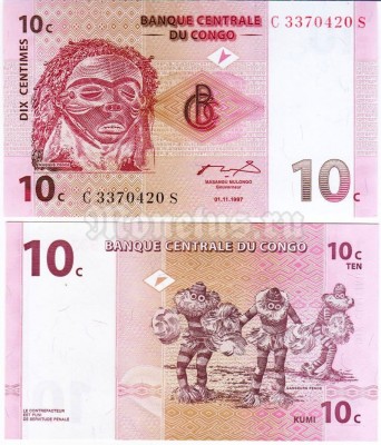 бона Конго 10 сантим 1997 год