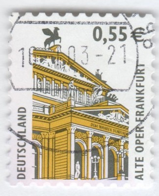 марка ФРГ 0,55 евро "Old Opera, Frankfurt" 2002 год Гашение