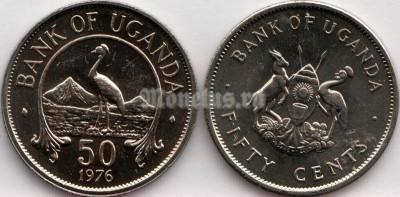 монета Уганда 50 центов 1976 год 