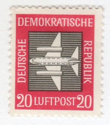 марка ГДР 20 пфенниг "Airmail" 1957 год 