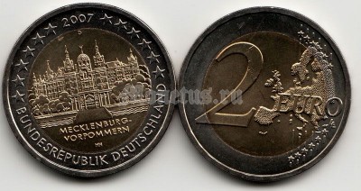 Германия 2 евро 2007 год «Федеральные земли Германии» — Мекленбург — Передняя Померания