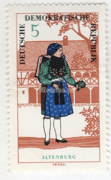 марка ГДР 10 пфенниг "Altenburg" 1966 год Гашение