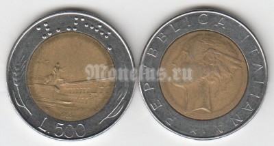 монета Италия  500 лир 1986 год