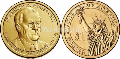 США 1 доллар 2014 год Франклин Рузвельт 32-й президент США