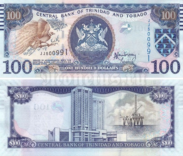 бона Тринидад и Тобаго 100 долларов 2006 год