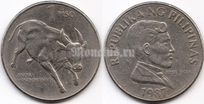 монета Филиппины 1 писо 1987 год