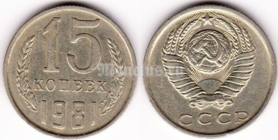 монета 15 копеек 1981 год
