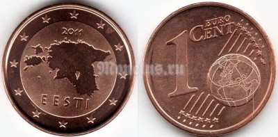 монета Эстония 1 евро цент 2011 год