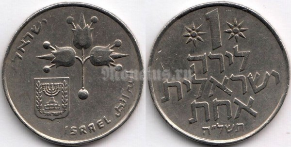 монета Израиль 1 лира 1975 год