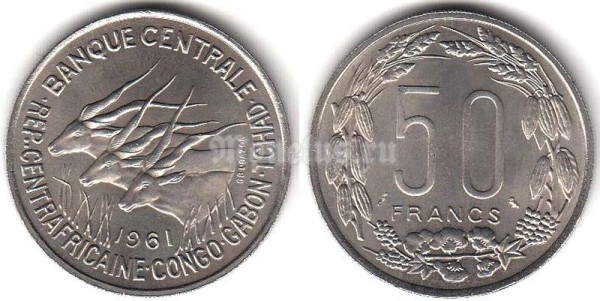 монета Экваториальная Африка 50 франков 1961 год