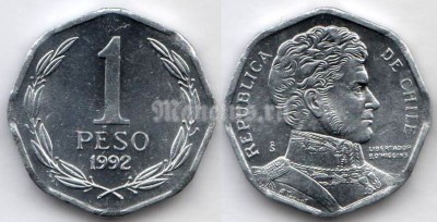монета Чили 1 песо 1992 год