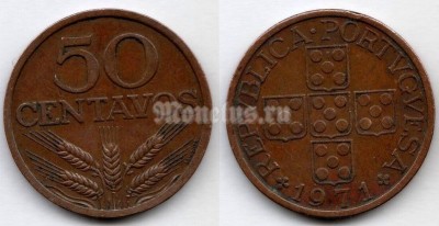 монета Португалия 50 сентаво 1971 год