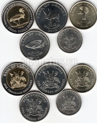 Уганда набор из 5-ти монет 2008 - 2012 год
