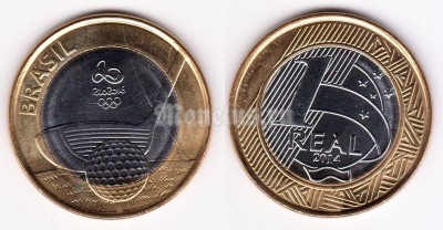 монета Бразилия 1 реал 2014 год XXXI Летние Олимпийские игры 2016 — гольф