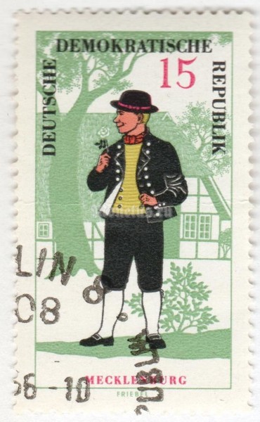 марка ГДР 15 пфенниг "Mecklenburg" 1966 год Гашение