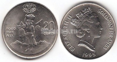 монета Соломоновы острова 20 центов 1995 года