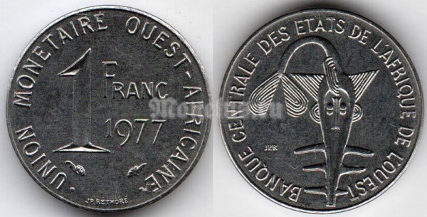 монета Западная Африка 1 франк 1977 год