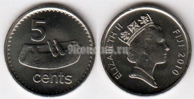 монета Фиджи 5 центов 2010 год