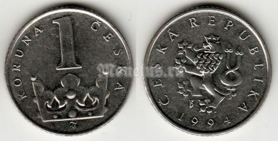 монета Чехия 1 крона 1994 год