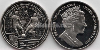 монета Виргинские острова 1 доллар 2018 год Чемпионат мира по футболу 2018, Россия, футбол