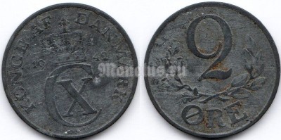 монета Дания 2 эре 1942 год